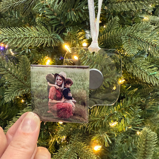 Acrylic Ornament with Removable Photo Magnet (2x2")