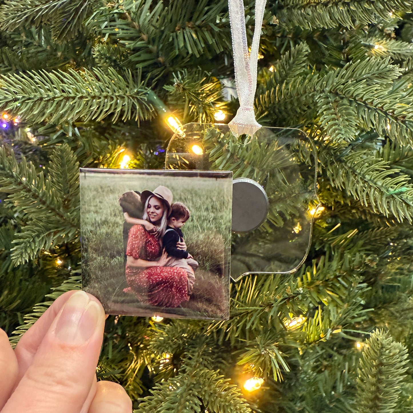 Acrylic Ornament with Removable Photo Magnet (2x2")