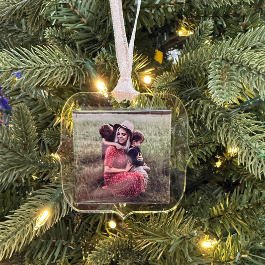 Acrylic Ornament with Removable Photo Magnet (2x2")